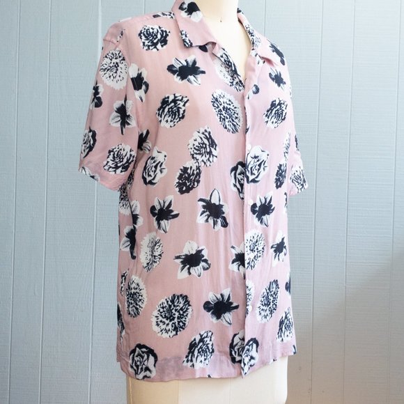 SANDRO Dusty Rose Pink Floral Print Short Sleeve - Picture 2 of 9
